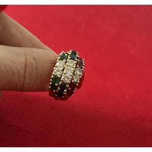 BLB DESIGNER 14K Yellow Gold Diamond Ruby Emerald Sapphire Ring Size 6 (11.7 gr)